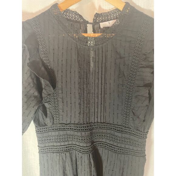 Black Lace Cotton Boho Victorian Inspired Mini Dress, size M‎ by Urban Pioneers - Picture 3 of 8